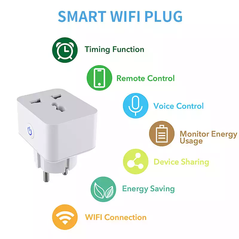 15A Tuya Smart Mini WiFi EU Plug Wireless Control Socket Outlet