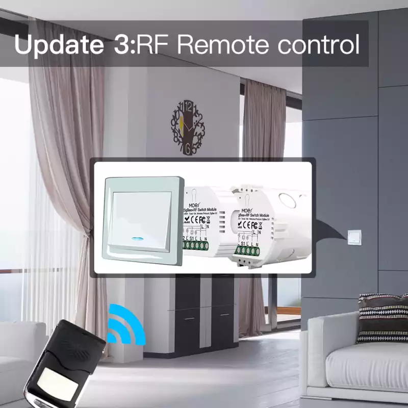 ZigBee 3.0 + RF Hide Breaker Tuya Smart Switch Module with APP/Voice Remote Control