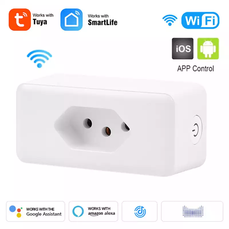 16A Tuya Smart Mini WiFi Brazil Plug Wireless Control Socket Outlet