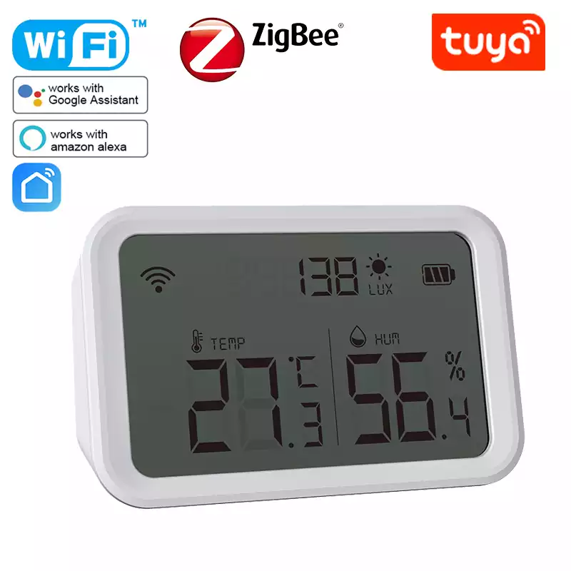 Tuya Wifi/Zigbee LCD Screen Temperature Humidity Sensor Detector