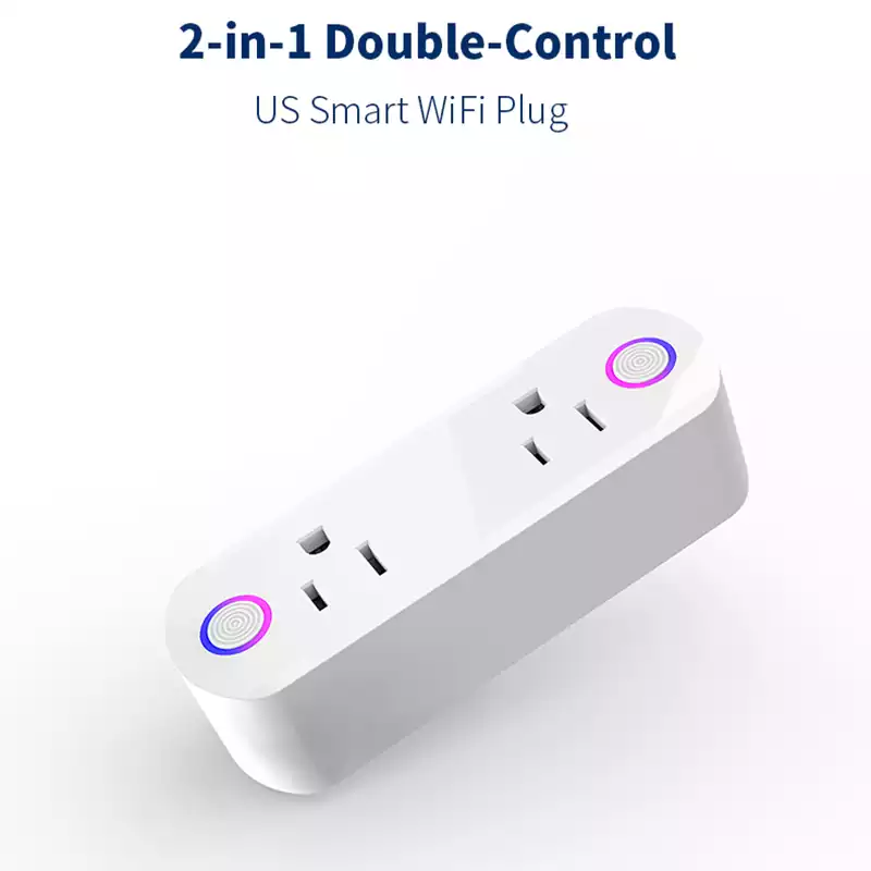 15A US Plug Tuya WiFi Smart Energy Monitoring Dual Outlet Sockets
