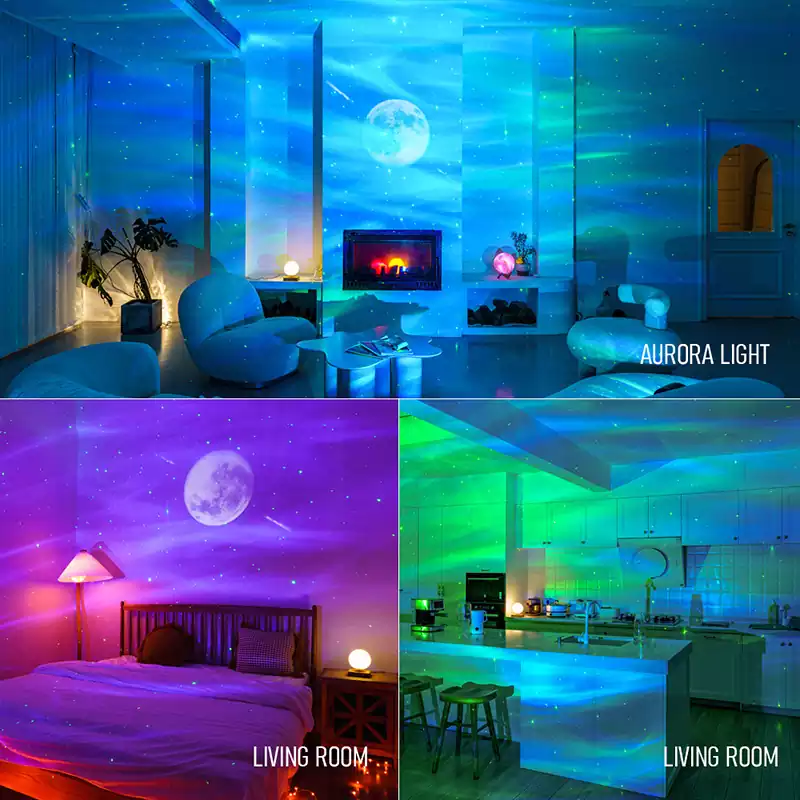 Tuya WiFi RGBW Smart Aurora Galaxy Laser Starry Sky Projector Party Lights With Music Speaker