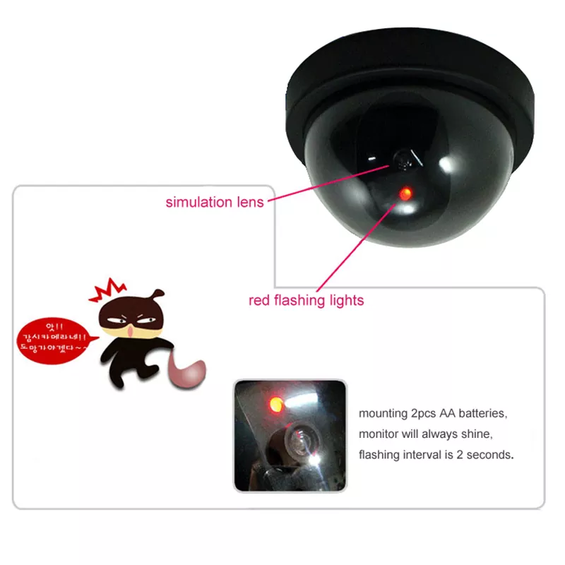 Black Wireless Security Fake Camera Simulated Indoor Outdoor Video Surveillance