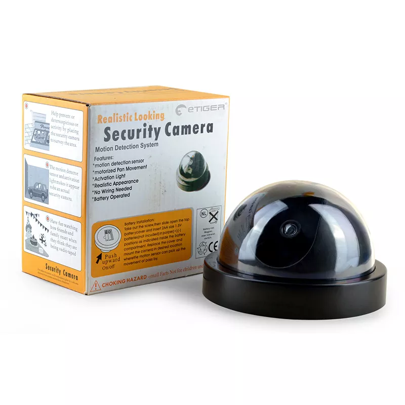 Black Wireless Security Fake Camera Simulated Indoor Outdoor Video Surveillance