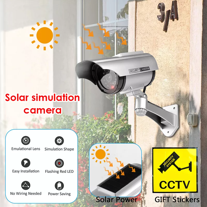 Solar Powered Dummy Surveillance Camera Indoor/Outdoor Waterproof Fake CCTV Security Camera