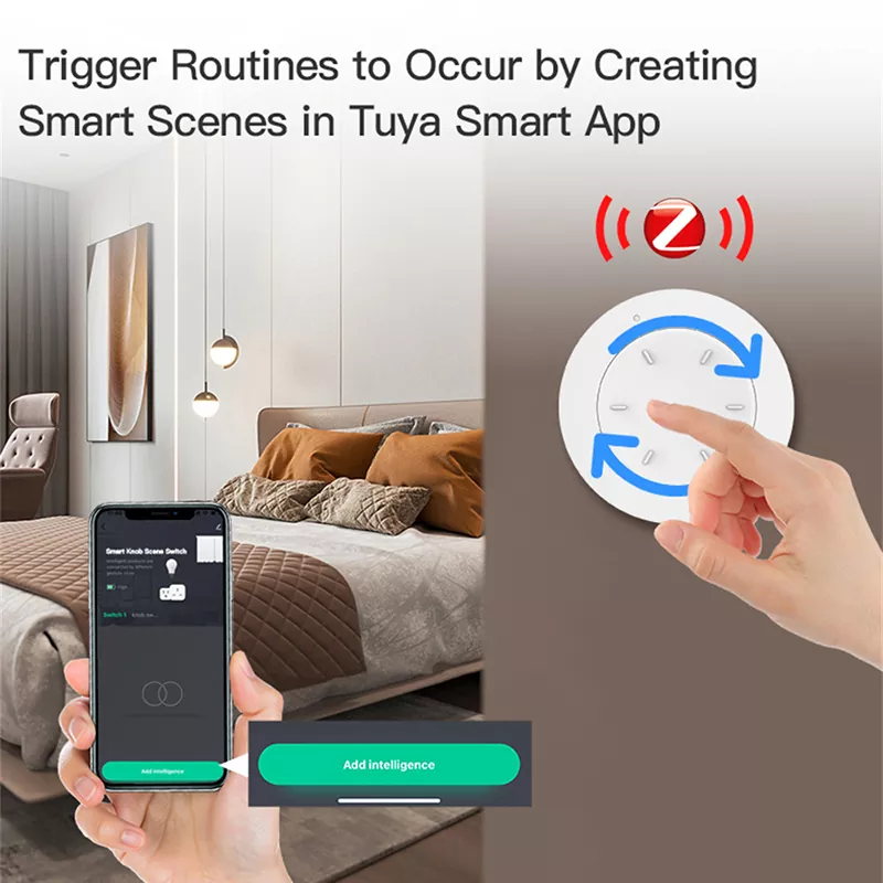 Tuya ZigBee 3.0 Smart Knob Switch Wireless Scene Switch Button Controller Battery Powered