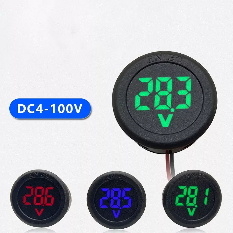 DC 4-100V LED Digital Display Circular Two-wire Voltmeter Digital Volt Amp Meter Gauge