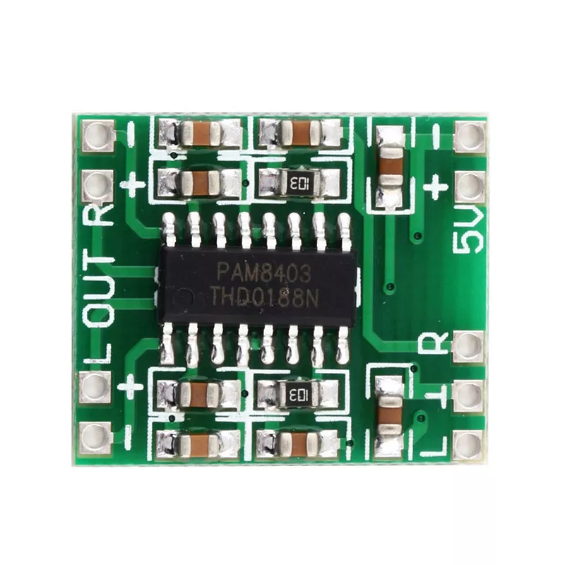 Ultra-mini PAM8403 Digital Amplifier Board 2 * 3W Class D Digital Amplifier Board Efficient 2.5 to 5V USB Power Supply MK-1923032246-4
