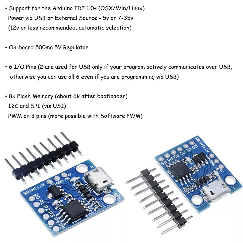 Mini ATtiny85 Digispark Kickstarter Micro USB Microcontroller Development Board MK-1923032380-8