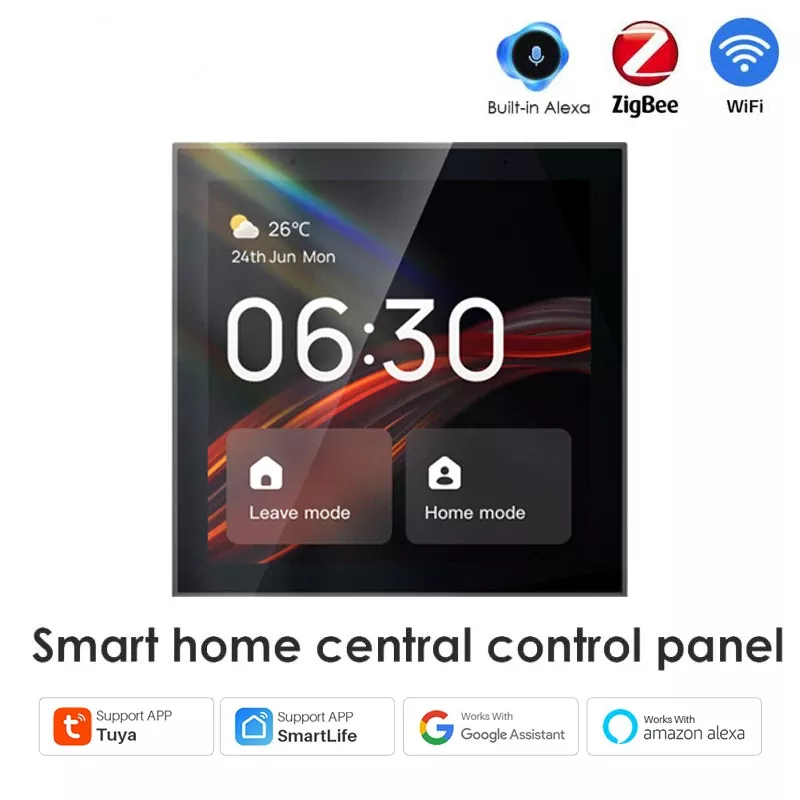 Tuya Wifi Smart Touch Center Control Panel Built-in Zigbee Gateway 4 Inch Touch Screen Multifunctional In-Wall Control Panel
