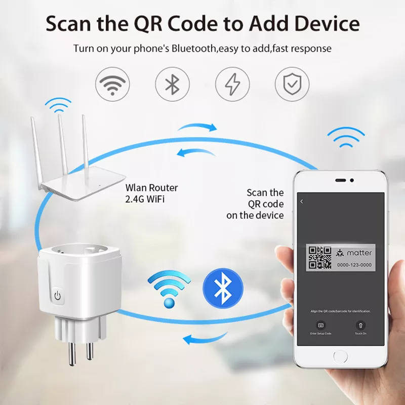 Matter 16A Wifi Smart Socket Mini Smart Plug Voice Control Works with Homekit Smartthings Alexa Google Home MK-1923032464-11
