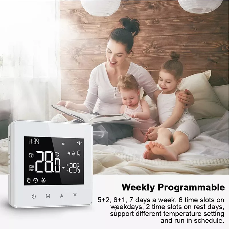 Tuya ZigBee WiFi Smart Thermostat Water Gas Boiler Temperature Controller LCD Display Touch Screen Powered By Battery  MK-1923032467-14