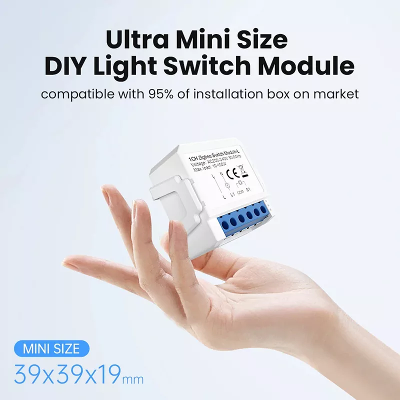 1/2/3 Gang Tuya Zigbee Smart Light Switch Module No Neutral Wire 2-way Control Wall Mini Automation DIY Breaker MK-1923032469-18