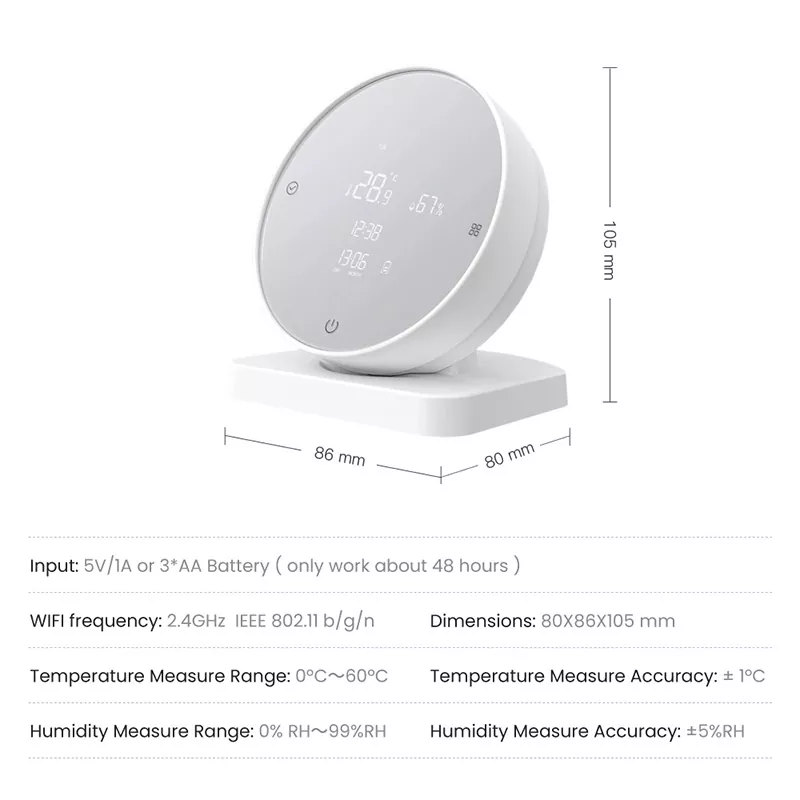 Tuya WiFi Smart Temperature Humidity Sensor LCD Display Indoor Thermometer Hygrometer MK-1923032473-02