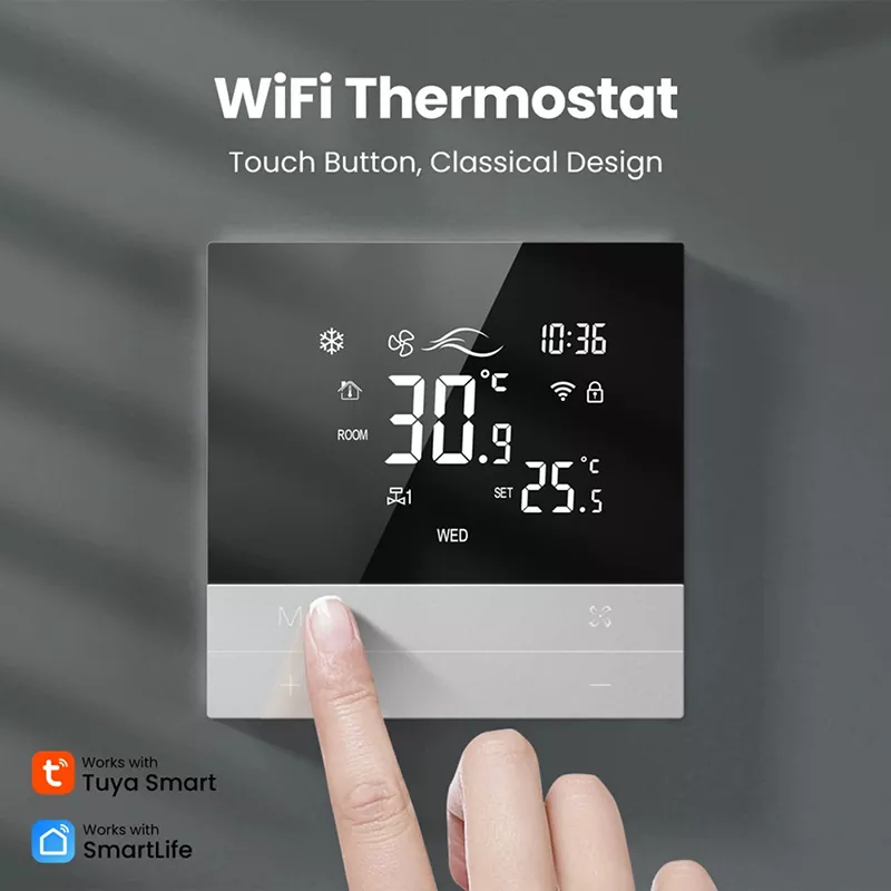 2/4 Pipe WiFi Smart Central Air Conditioner Panel Thermostat Temperature Controller Lcd Touch Screen Smart Wireless Air Conditioner Controller MK-1923032476-16