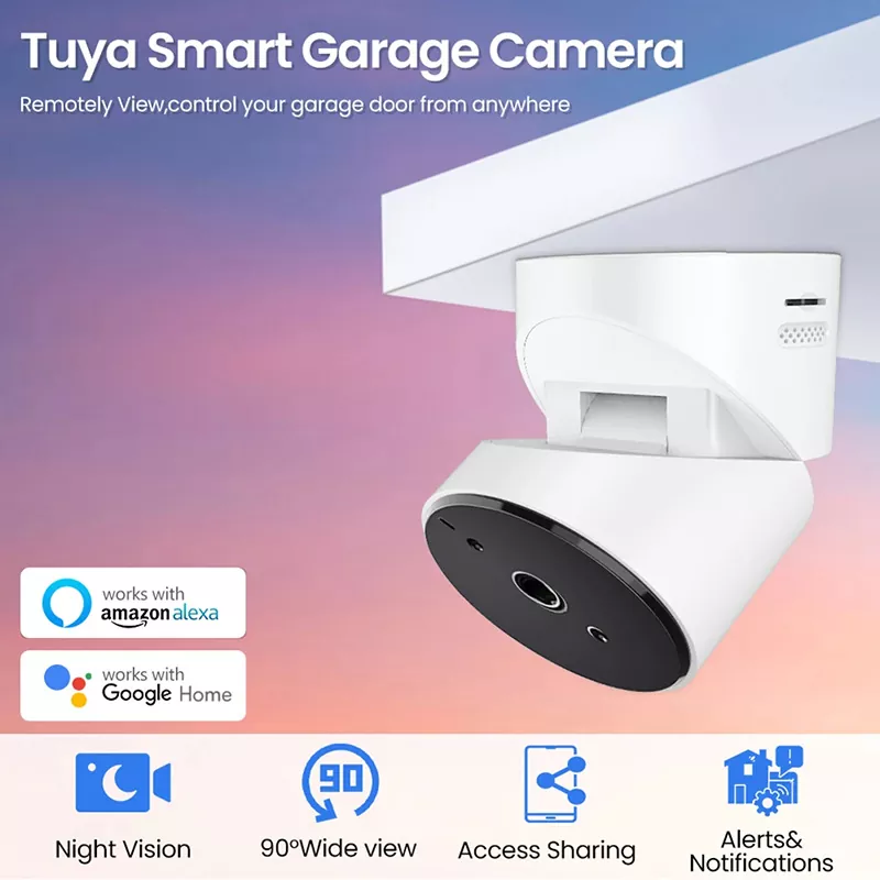 Tuya Wifi Smart Garage Door Camera Wall Mount 1080P HD Wireless Remote Control Sensor Night Vision Monitor Message Alert Folding Camera Monitor MK-1923032477-06