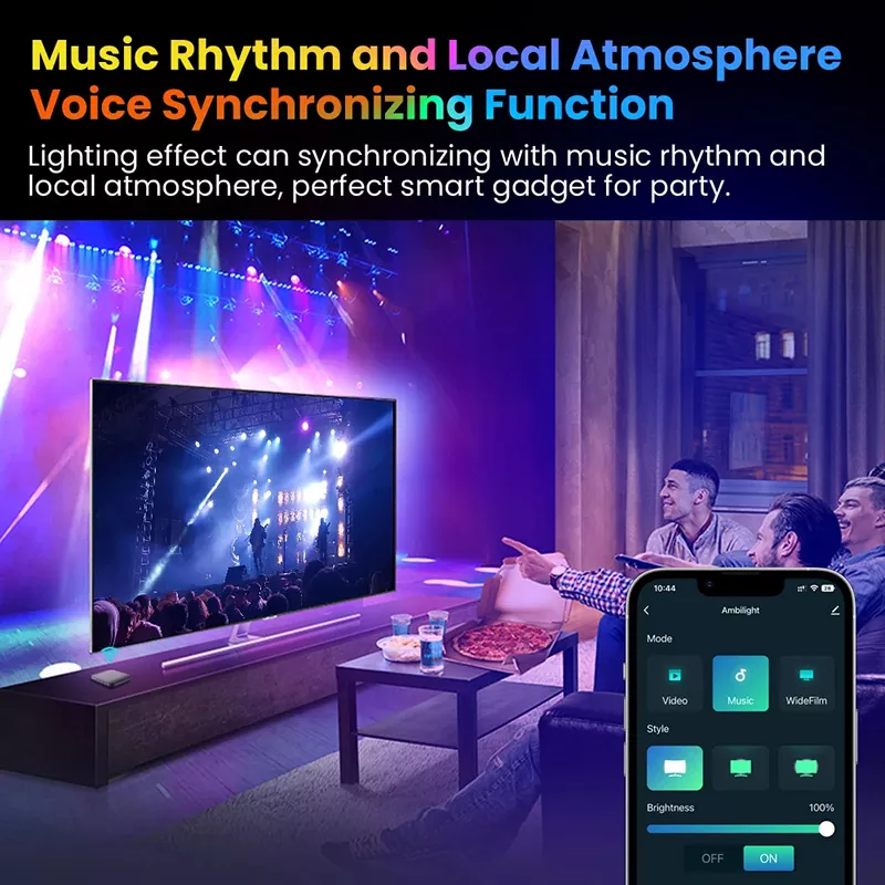 Tuya WiFi Smart Ambient TV LED Backlight Strip Lights Kit Music Rhythm Voice Synchronizing HDMI 2.0-compatible MK-1923032480-09