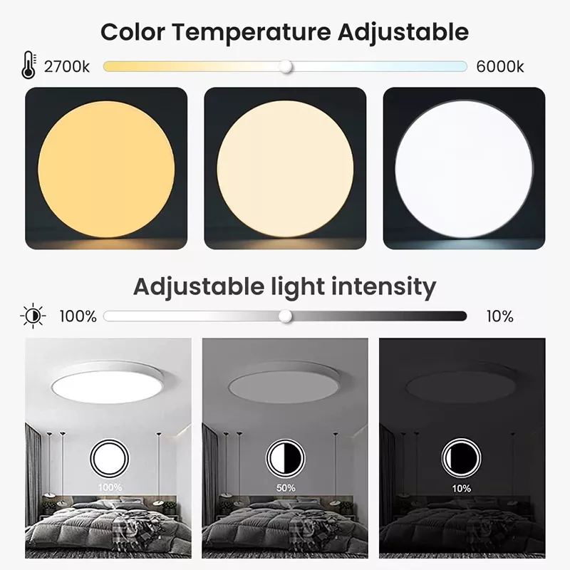 24W Tuya WiFi Smart Ceiling Lamp RGBCW Full Color Dimming APP Bluetooth Remote Voice Control Bedroom Round Mount Ceiling Light MK-1923032482-16