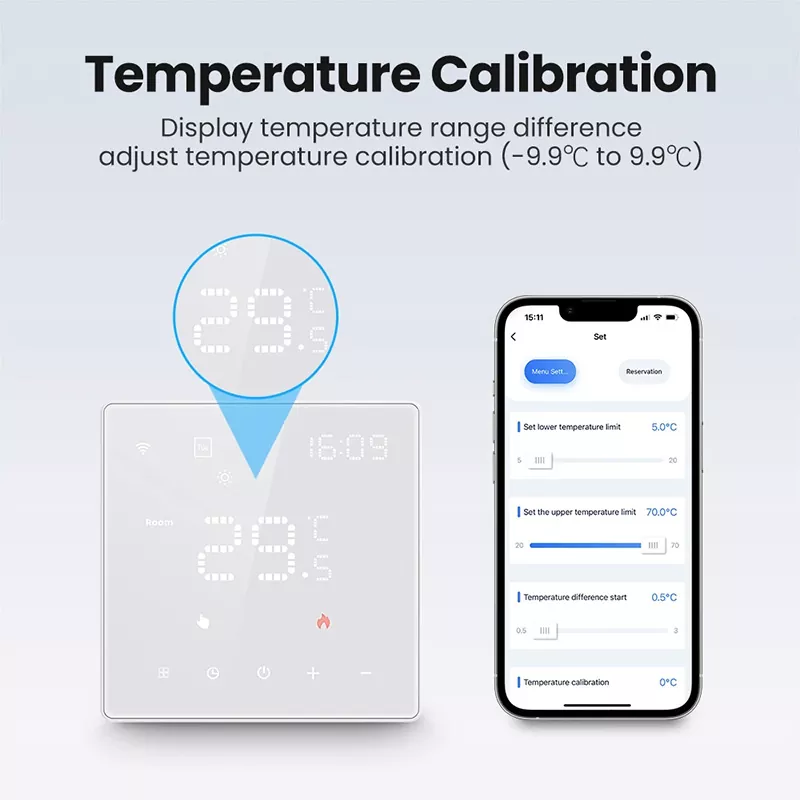 Tuya WiFi Smart Thermostat Wall Mounted HD LED Digital Display Electric Floor Heating Water/Gas Boiler Temperature Controller  MK-1923032484-07
