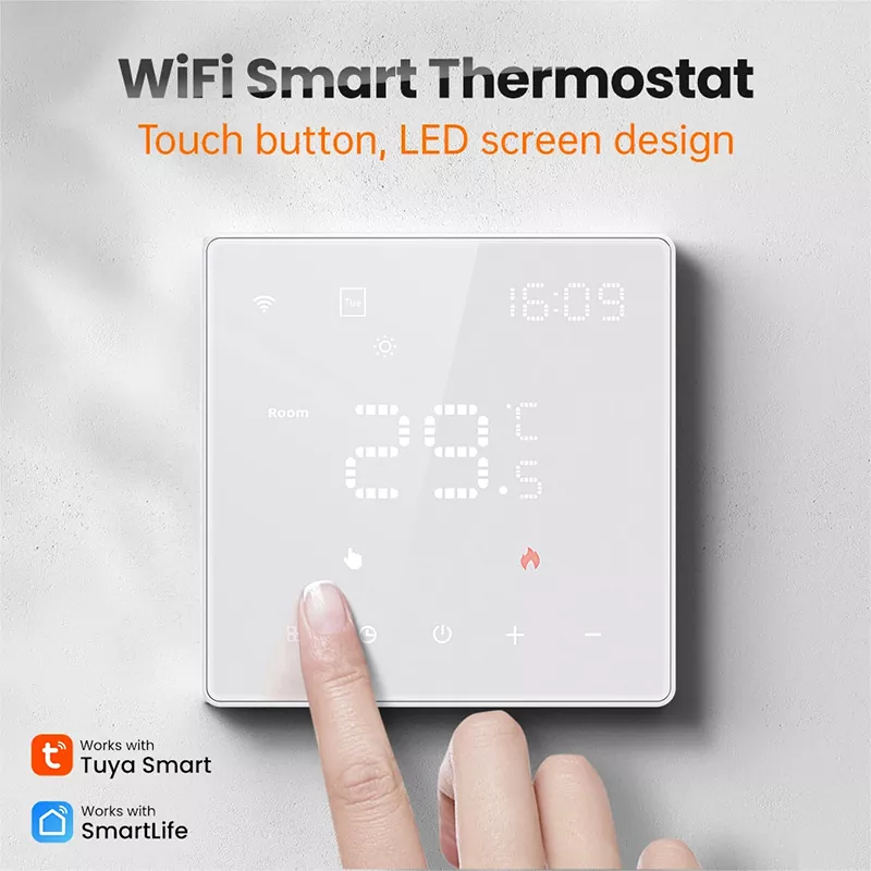 Tuya WiFi Smart Thermostat Wall Mounted HD LED Digital Display Electric Floor Heating Water/Gas Boiler Temperature Controller  MK-1923032484-11