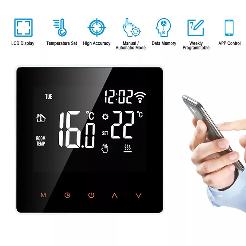 Tuya WiFi Smart LCD Touchscreen Programmable Thermostat Electric Floor Heating Water/Gas Boiler Temperature Remote Controller MK-1923032486-14