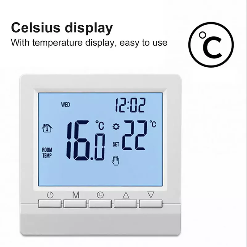 LCD Display Gas Boiler Thermostat Power By AA batteries Wall Mounted 3A Digital Weekly Programmable Room Heating Temperature Controller MK-1923032487-13