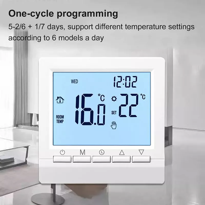 LCD Display Gas Boiler Thermostat Power By AA batteries Wall Mounted 3A Digital Weekly Programmable Room Heating Temperature Controller MK-1923032487-14