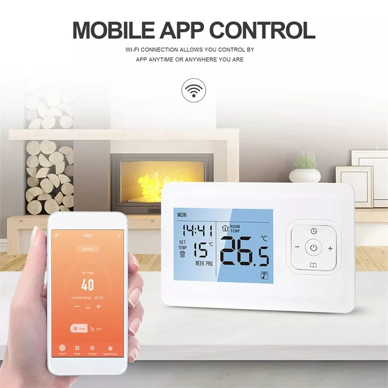 Tuya Smart Wireless Wifi Programmable Room Thermostat with RF Receiver Wall-Mounted Gas Boiler Water Heating Temperature Controller MK-1923032488-09