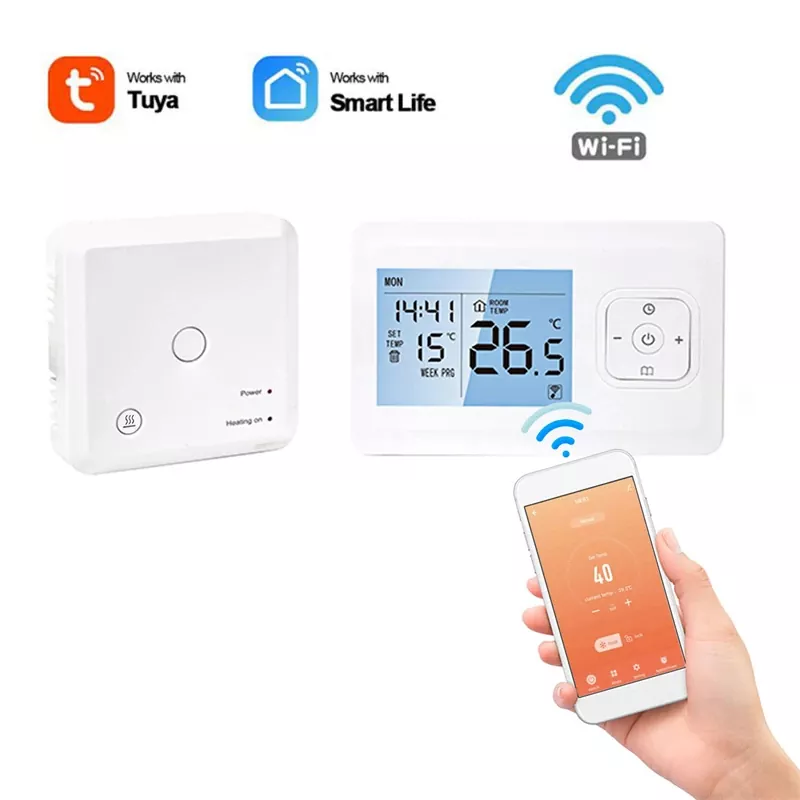 Tuya Smart Wireless Wifi Programmable Room Thermostat with RF Receiver Wall-Mounted Gas Boiler Water Heating Temperature Controller MK-1923032488-10