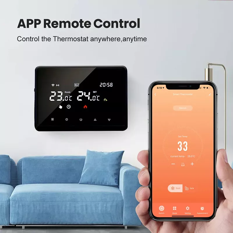 Tuya Wifi Wireless Smart Thermostat with RF Receiver Tabletop APP Control Voice Control Gas Boiler Water Heating Temperature Controller  MK-1923032489-05
