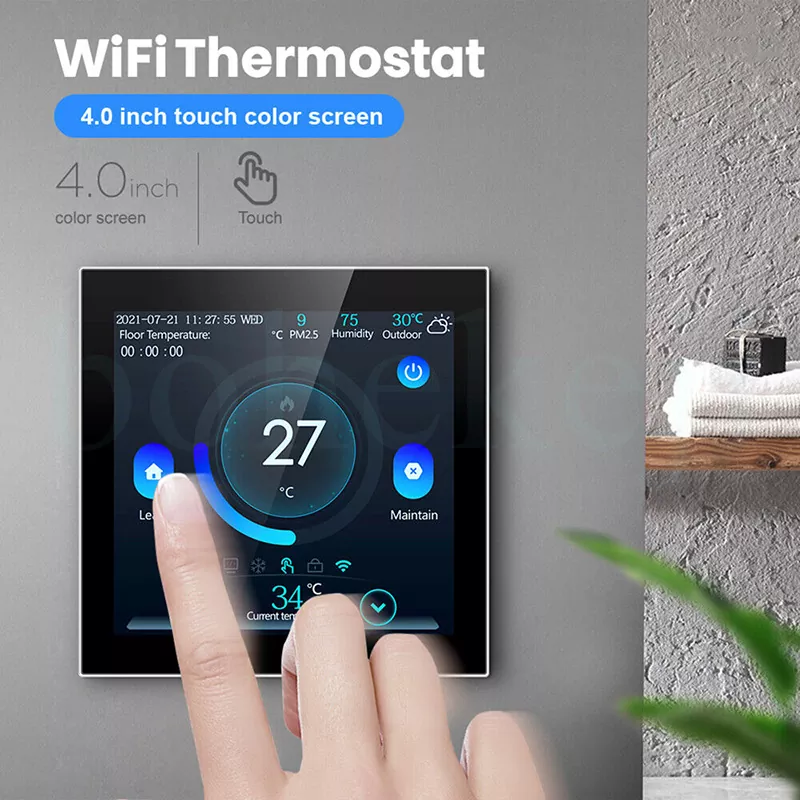 Tuya Smart WIFI LCD Color Screen Thermostat Wall-mounted Electric Floor Heating Water/Gas Boiler Temperature Remote Controller MK-1923032491-03