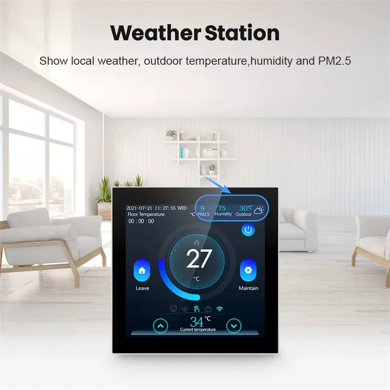 Tuya Smart WIFI LCD Color Screen Thermostat Wall-mounted Electric Floor Heating Water/Gas Boiler Temperature Remote Controller MK-1923032491-12