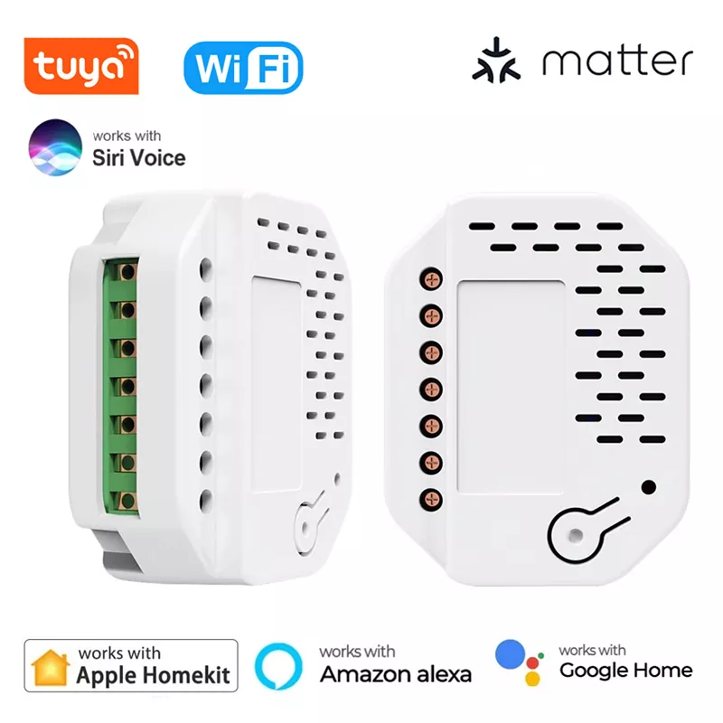 Tuya Matter WiFi Smart Switch Module One Key On/Off Lights Relay Switch Works with Homekit Siri Alexa Google Home MK-1923032501-01
