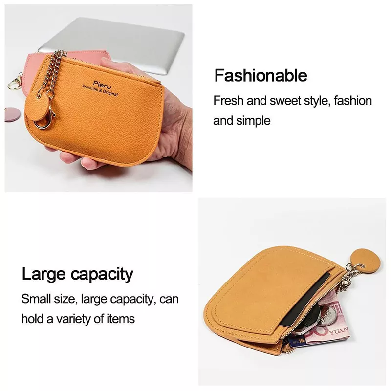 Ultra-thin PU Leather Coin Purse With Pendant Keychains Small Zipper Ladies Card Holder MK-1923032525-01