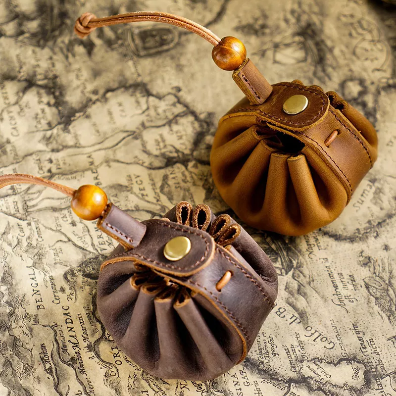 Handmade Genuine Leather Mini Coin Purse First Layer Cowhide Men Women Small Drawstring Hasp Storage Bag MK-1923032528-12