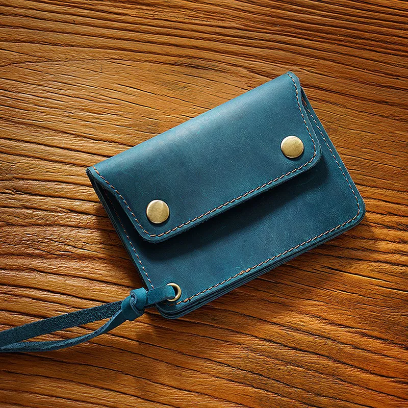 Genuine Leather Vintage Short Small Card Holder Men Handmade Purse Hand Short Wallet Zipper Coin Pocket Bag  MK-1923032543-10