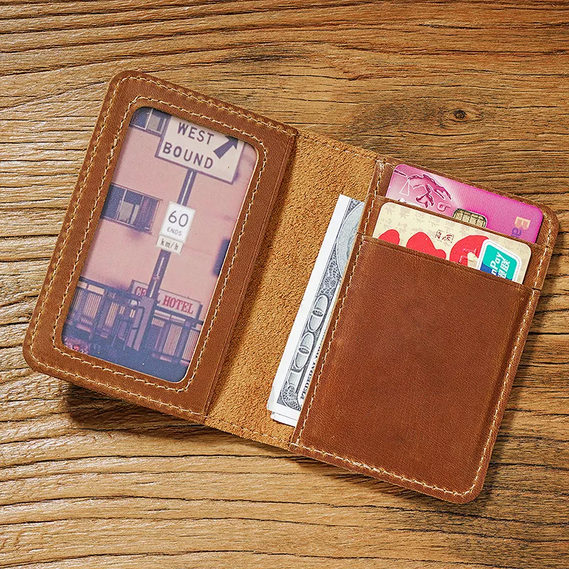 Genuine Leather Credit Card Holder Vintage Handmade Men’s Small Bifold Credit Card Case MK-1923032546-01