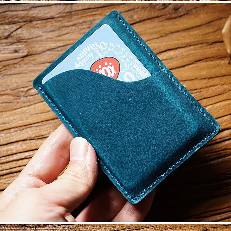 Genuine Leather Business Credit ID Card Holder Simple Crazy Horse Cowhide Leather Travel Credit Wallet MK-1923032552-03