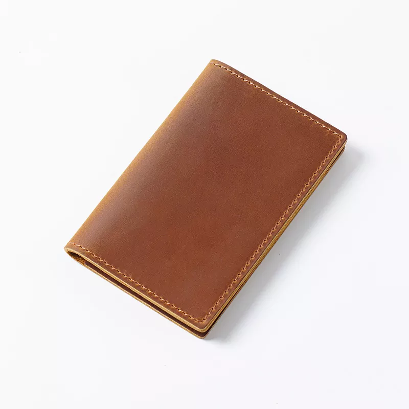 Genuine Leather Mini Credit Card Holder Crazy Horse Cowhide Bifold Purse Card Slots Soft Cash Pocket MK-1923032553-02