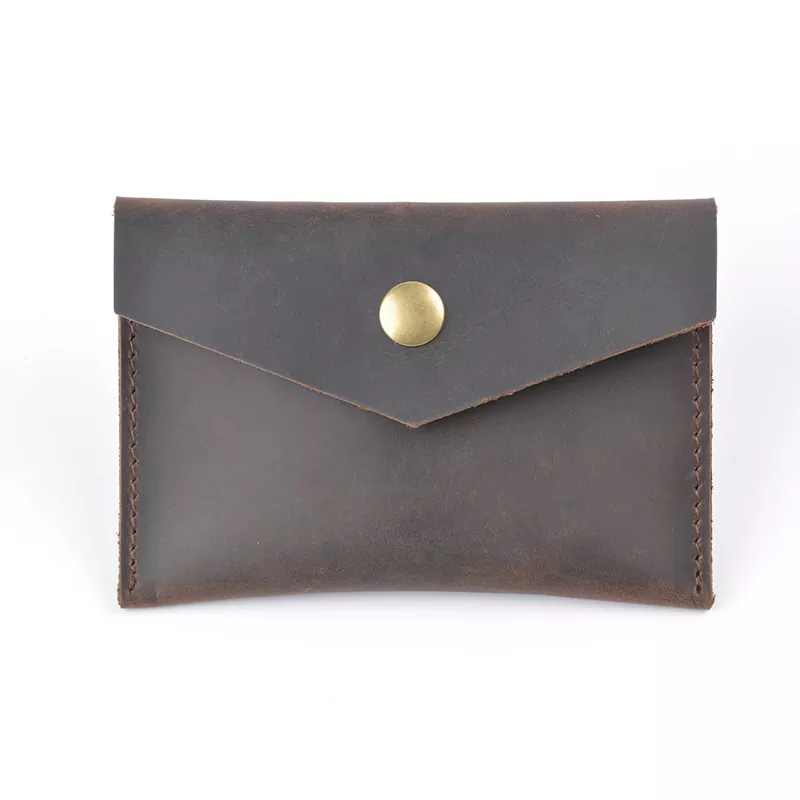Crazy Horse Leather Envelope Business Credit Card Holder Handmade Vintage Unisex Compact Wallet Money Clips Coin Pouches MK-1923032557-07